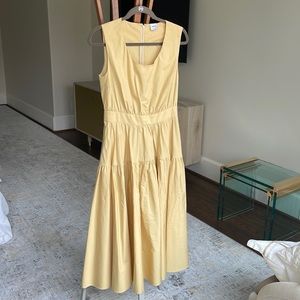 Yellow cotton sleeveless maxi dress with pockets